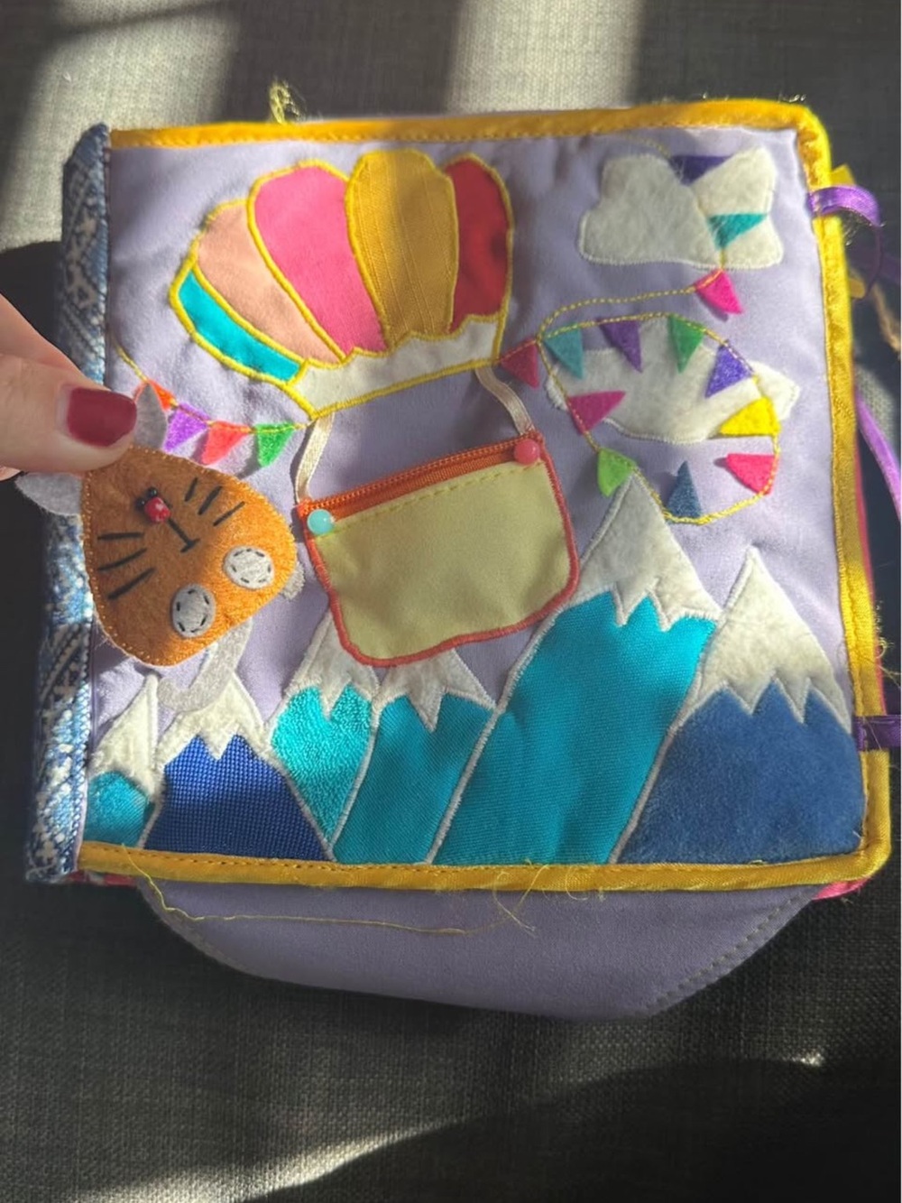 Colorful Hot Air Balloon Soft Activity Book - Purple & Teal